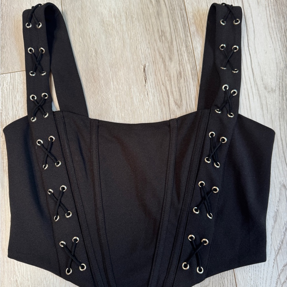 Windsor Black Lace-Up Tank Top